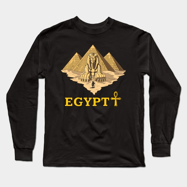 Egyptian Pyramids Sphinx Long Sleeve T-Shirt by underheaven